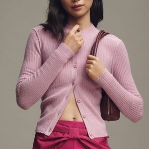 Pilcro at Anthropologie Orchid Ribbed Cashmere Cardigan
